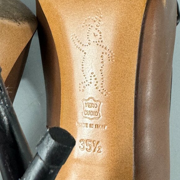 Authentic Marni Brown Leather Platform Square Toe Pumps, Size 35.5 - Picture 12 of 16